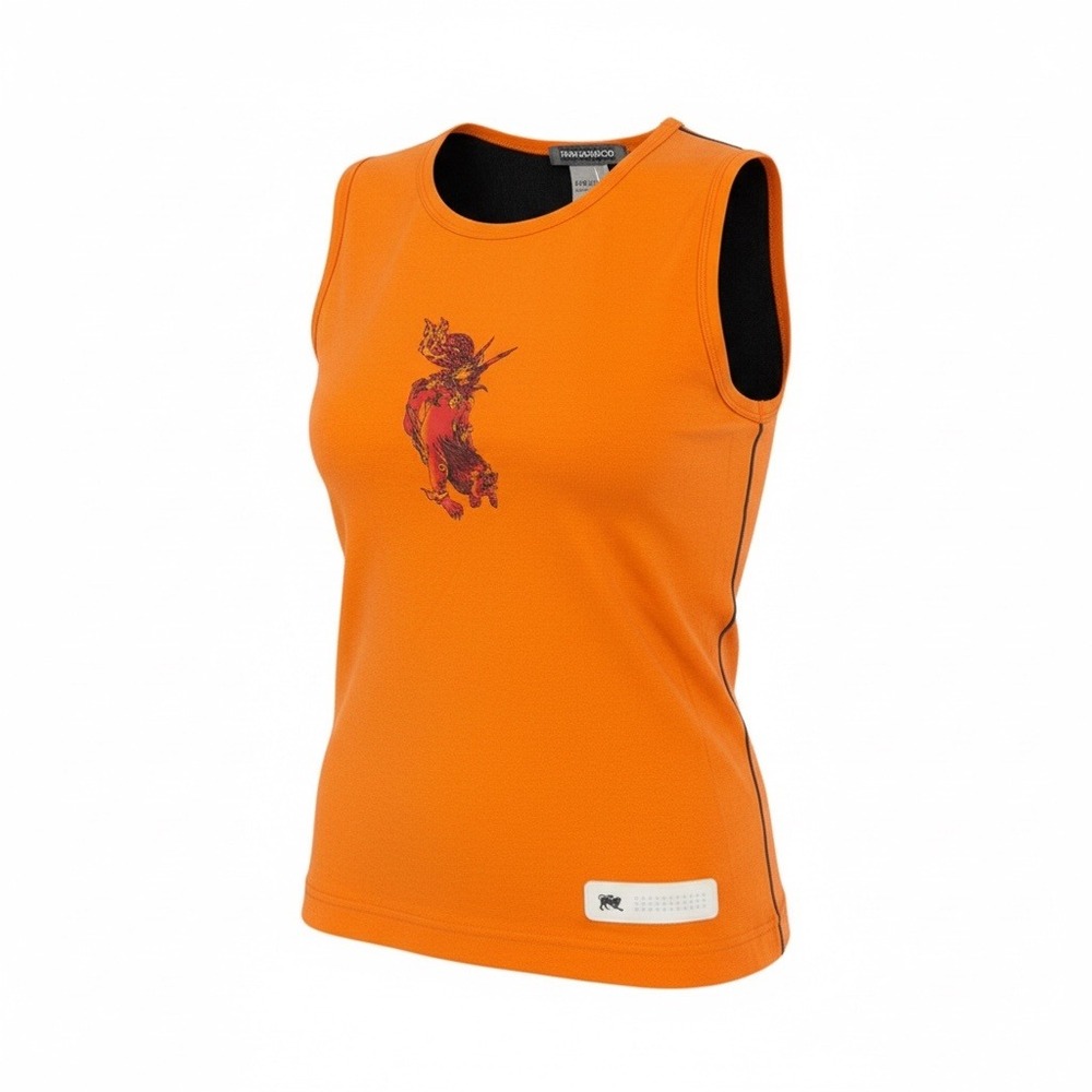 VTG Parasuco Orange Graphic Tank Top Size L Men Women Dragon Print Sleeveless